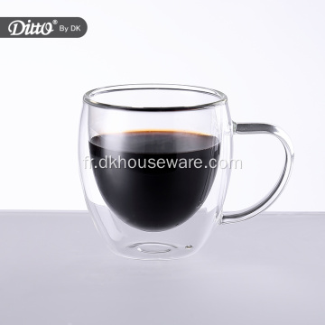 Tasse à expresso à double paroi transparente isolée personnalisée fantaisie